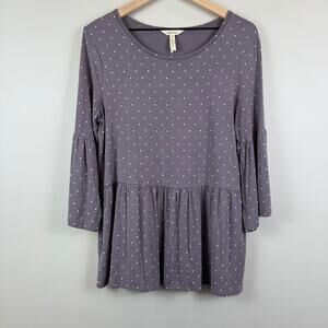 Matilda Jane‎ Perfect in Purple Top Womens L Polka Dot Modal Blend Bell Sleeve